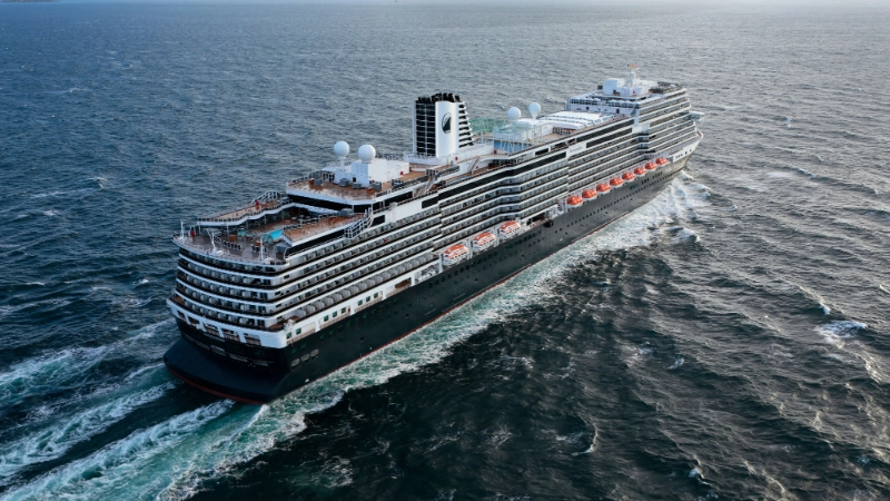 Holland America Line cruise ship sailing across the open ocean