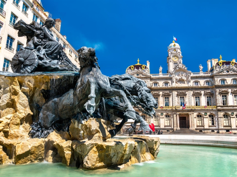 The Fontaine Bartholdi and Lyon City Hall