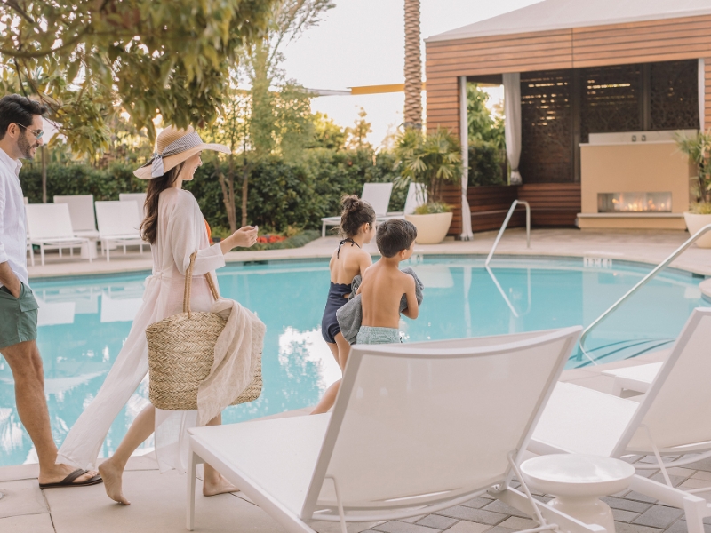 Family Pool Arrival