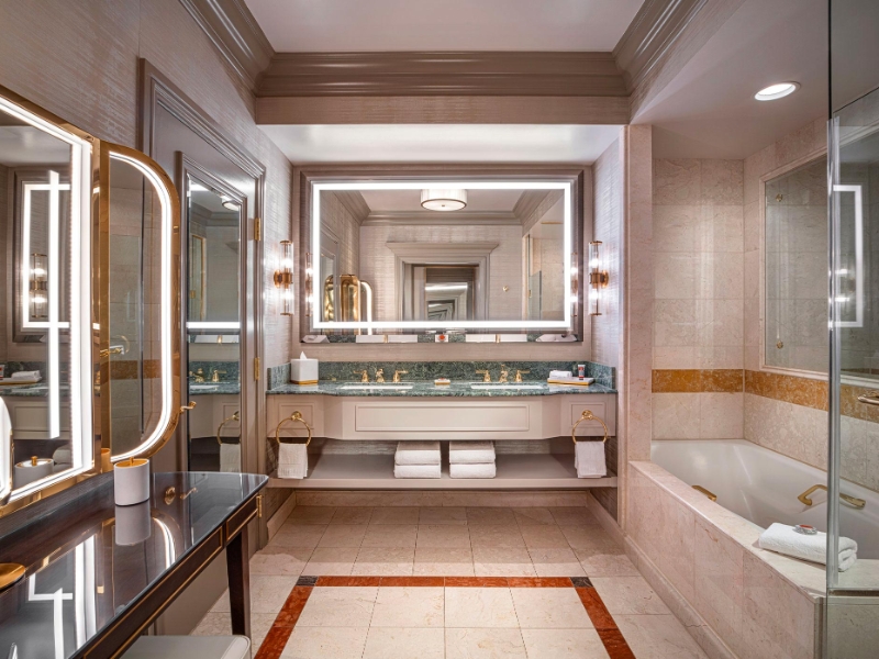 Newly Remodeled Luxury King City View Suite Bathroom